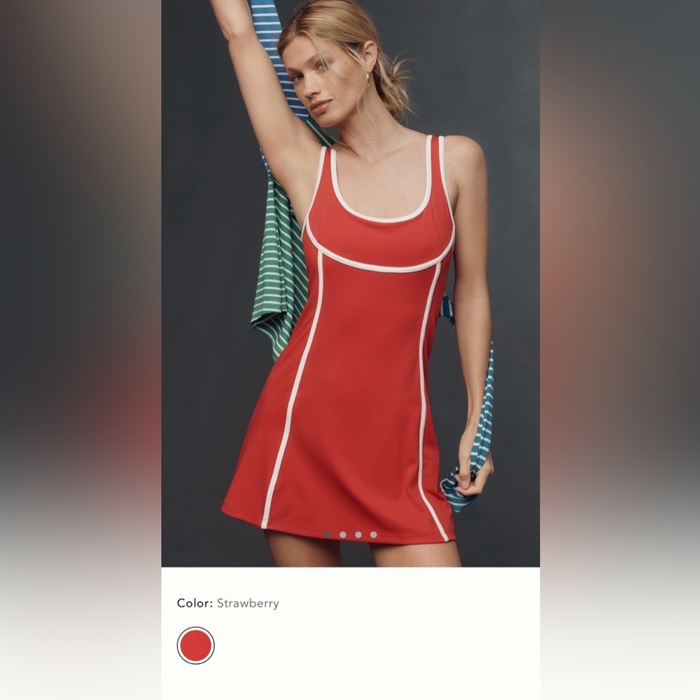 NWT new small Anthropologie daily practice sleeveless piped dress Red shorts - Picture 1 of 13